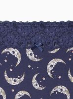 Plus - Wide Lace Cotton Brief Panty Navy Moons  Torrid