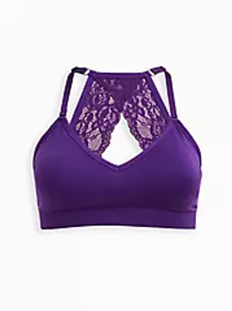 Lightly Padded Seamless Flirt Racerback Bralette - Lace Purple