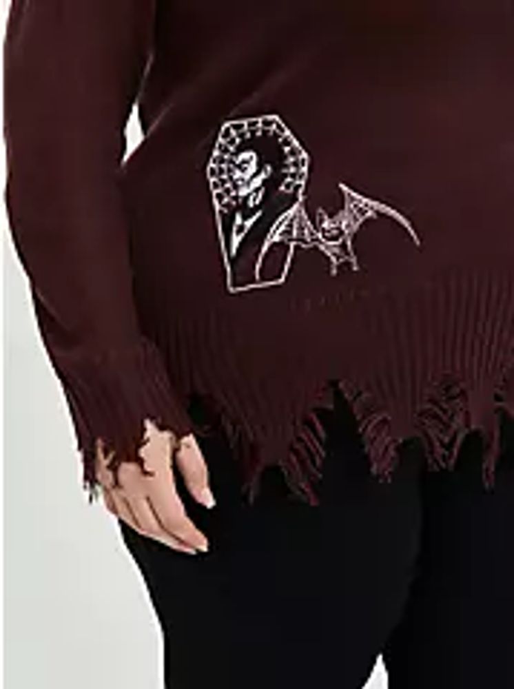 Universal Monsters Dracula Coffin Fray Sweater - Black