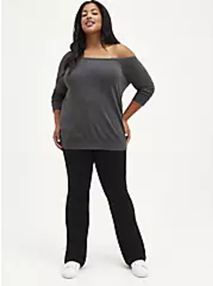 Off Shoulder Sweatshirt - Lightweight French Terry Charcoal