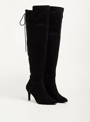 Plus - Stiletto Over The Knee Boot Stretch Faux Suede Black (WW) Torrid