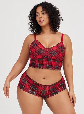 Plus - Cheeky Panty Lace Plaid Red Torrid