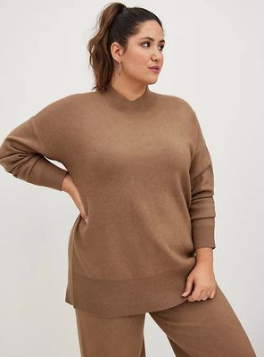 Plus - Drop Shoulder Sweater Luxe Cozy Brown  Torrid