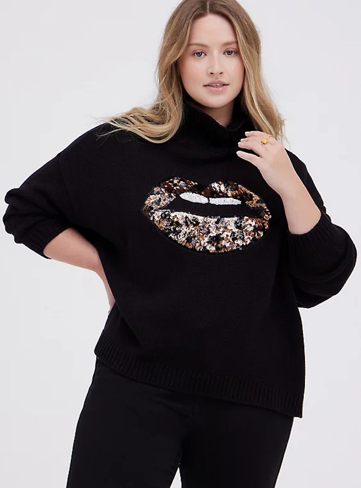 Drop Shoulder Turtle Neck Sweater 