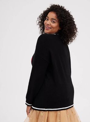 Crew Pullover Sweater Star Lips Black 