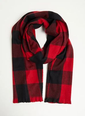 Plus Size - Blanket Scarf - Buffalo Check Red & Black - Torrid