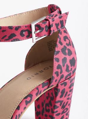 Plus - Block Heel Shoe Leopard Hot Pink (WW) Torrid