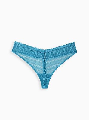 Plus - Thong Panty Dotted Lace Blue Torrid