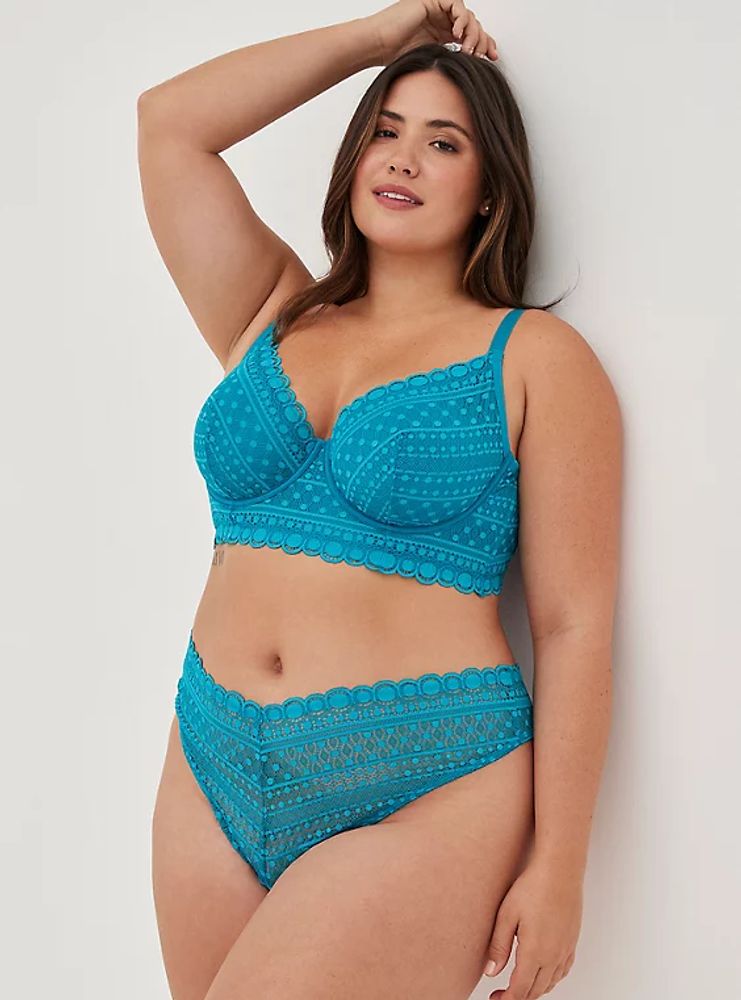 Plus - Thong Panty Dotted Lace Blue Torrid