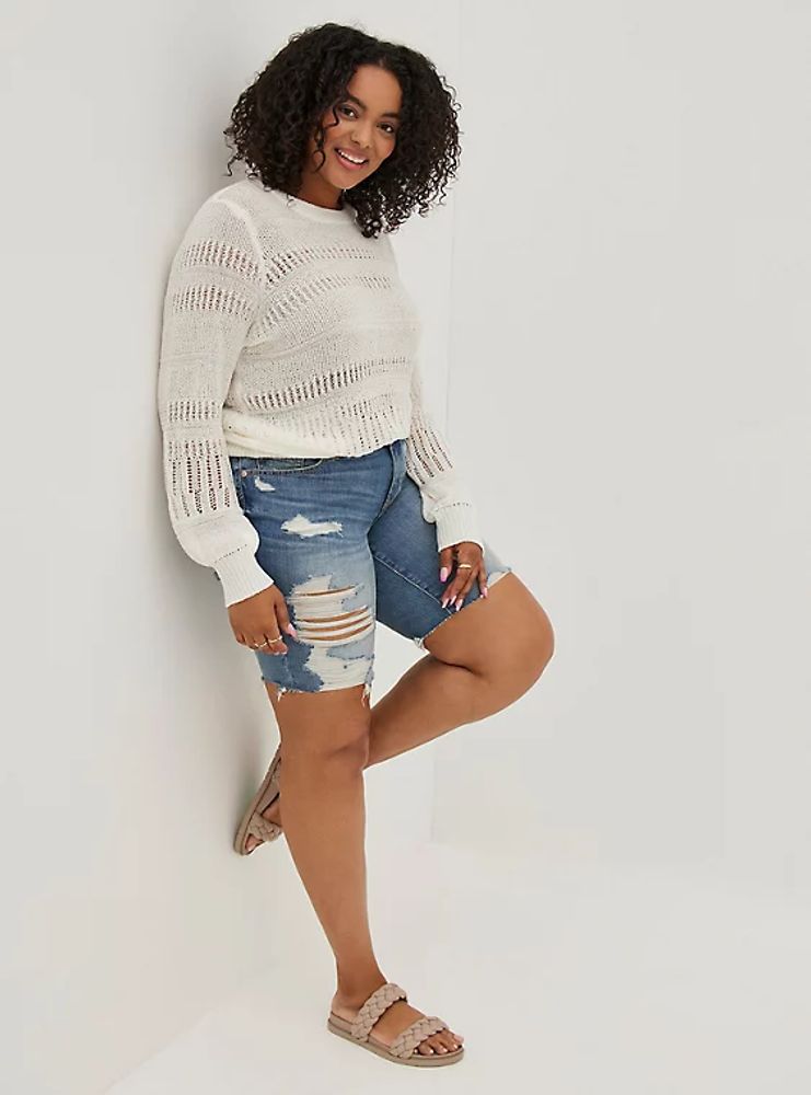 Lightweight Pullover Sweater Ivory 