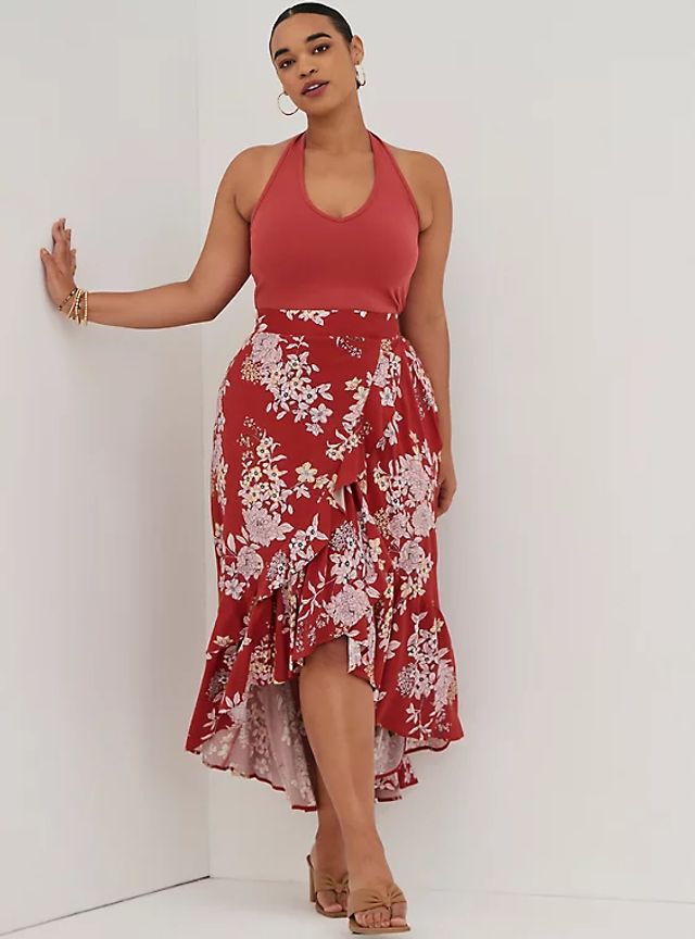 tea length floral skirt