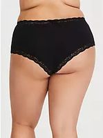 Narrow Lace Cheeky Panty - Cotton Black