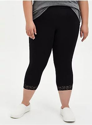 Capri Premium Legging - Lace Hem Black