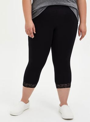 Plus - Capri Premium Legging Lace Hem Black Torrid