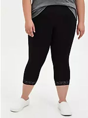 Capri Premium Legging - Lace Hem Black
