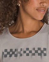 Checkerboard Fitted Crop Tank Top