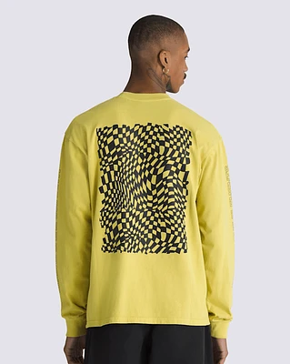Logo Warped Checkerboard Loose Long Sleeve T-Shirt