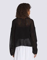 Mila Open Knit Crop Crew Sweater