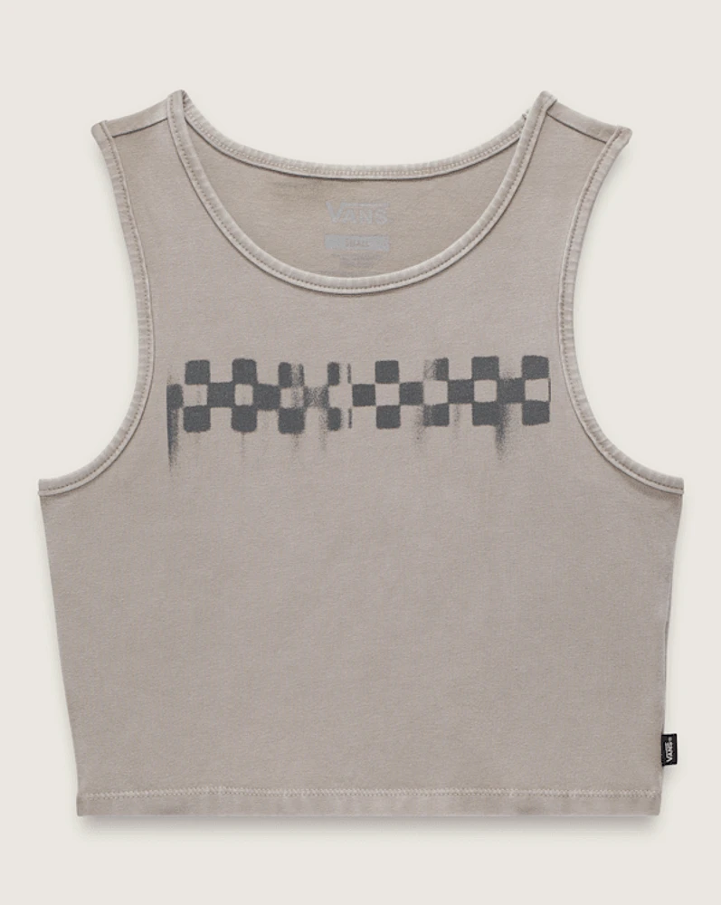 Checkerboard Fitted Crop Tank Top