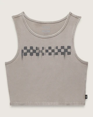 Checkerboard Fitted Crop Tank Top