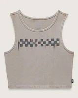 Checkerboard Fitted Crop Tank Top
