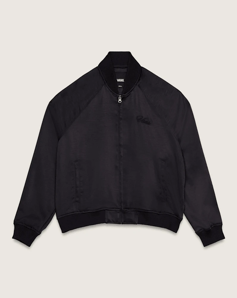 Satin Cropped Bomber Jacket