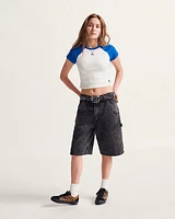 Drill Chore Loose Denim 22'' Shorts
