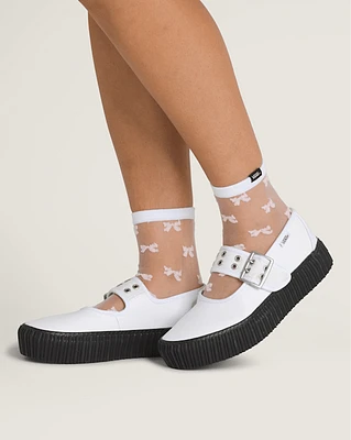 Mesh Bow Half Crew Socks