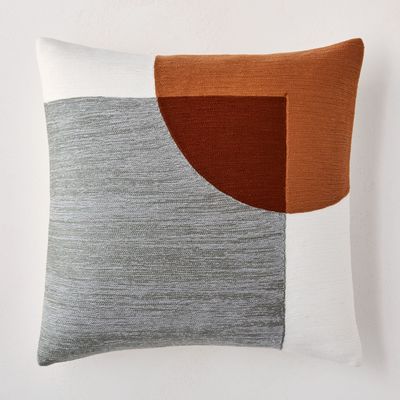 Crewel Overlapping Shapes & Soft Corded Pillow Cover Set | West Elm