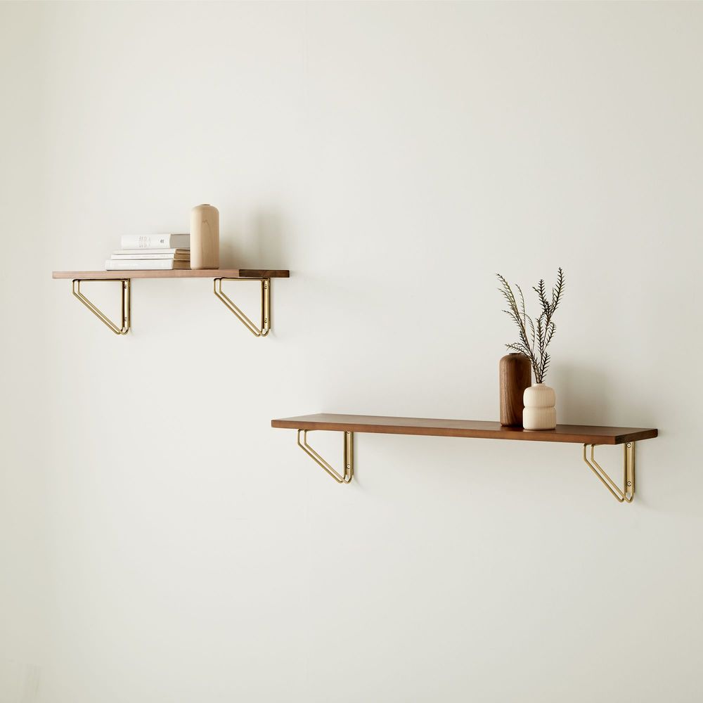 wooden wall shelves with brackets