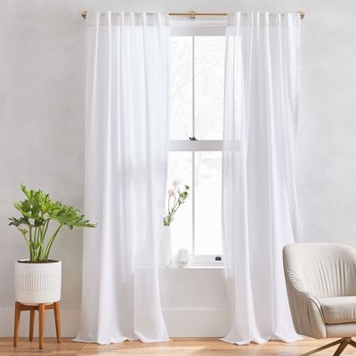 Sheer Crosshatch Curtains (Set of 2) - White | West Elm