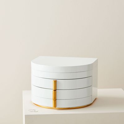 Soft Geo Modern White Lacquer Jewelry Box - Grand | West Elm