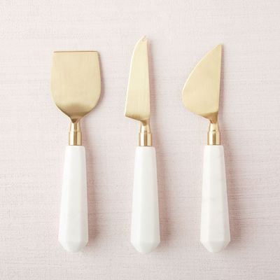 Marble & Brass Charcuterie Knives (Set of 3) | West Elm