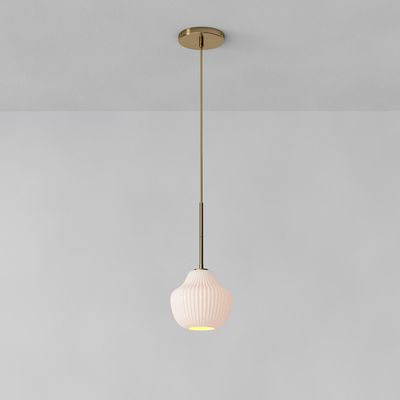 Sculptural Glass Ribbed Hardwired Pendant (7.5"–12") | West Elm
