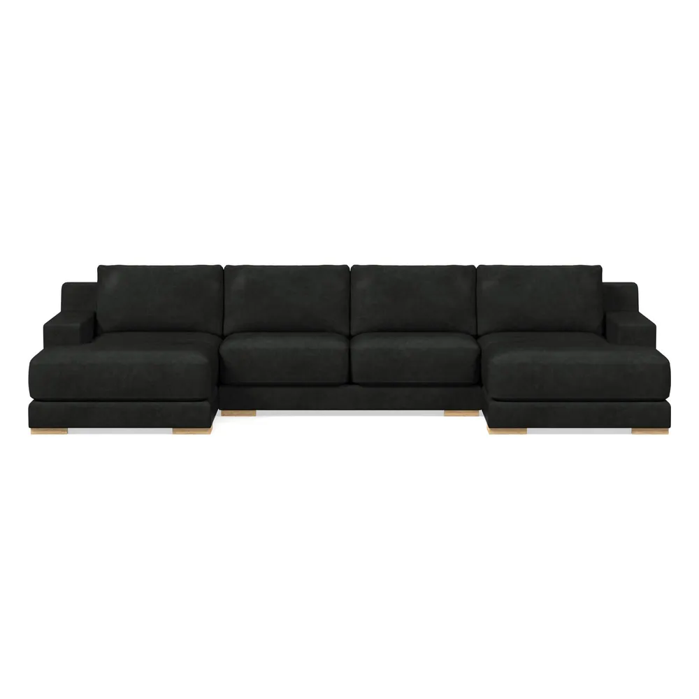 Dalton Leather 3-Piece U-Shaped Chaise Sectional (151") | West Elm