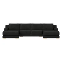 Dalton Leather 3-Piece U-Shaped Chaise Sectional (151") | West Elm