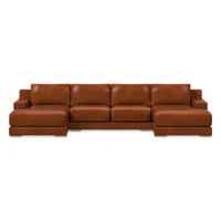 Dalton Leather 3-Piece U-Shaped Chaise Sectional (151") | West Elm