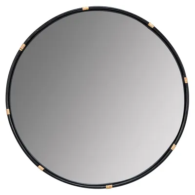 Round Black Rattan Mirror - 33.5" | West Elm