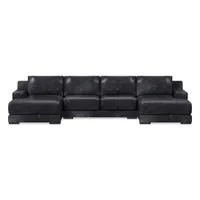 Dalton Leather 3-Piece U-Shaped Chaise Sectional (151") | West Elm