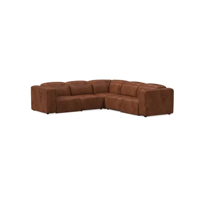 Leo Motion Reclining Leather 5-Piece L-Shaped Sectional (119") | West Elm