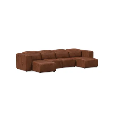 Leo Motion Reclining Leather Small 2-Piece Chaise Sectional (92.5") | West Elm