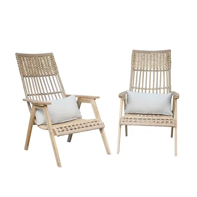 Teak & Wicker Outdoor Lounge Chair (Set of 2) | West Elm