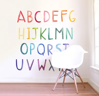 Mej Mej Uppercase Rainbow Letters Peel & Stick Wall Decals | West Elm