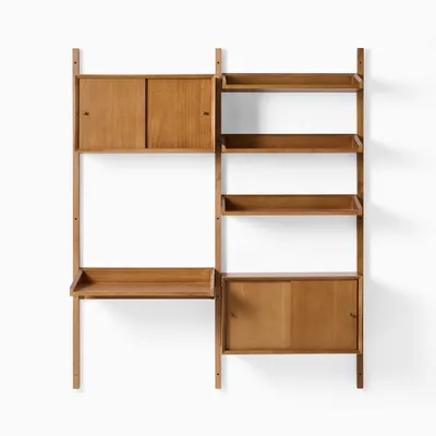Mid-Century Modular Set - Storage Wall Desk & Storage Bookshelf | West Elm