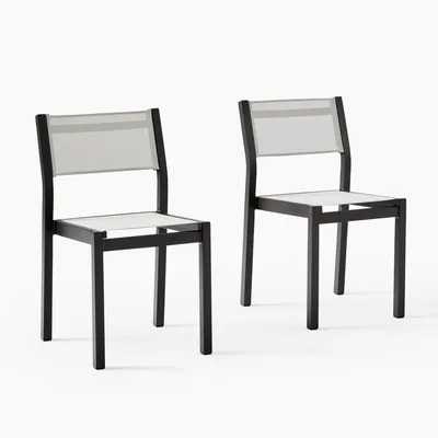 Portside Aluminum Outdoor Textilene Stacking Dining Chair (Set of 2) | West Elm