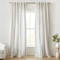 Textured Luxe Stripe Linen Curtain | West Elm