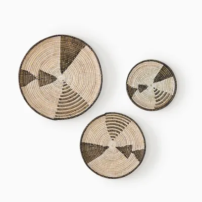 Graphic Millet Wall Baskets - Black & White | West Elm