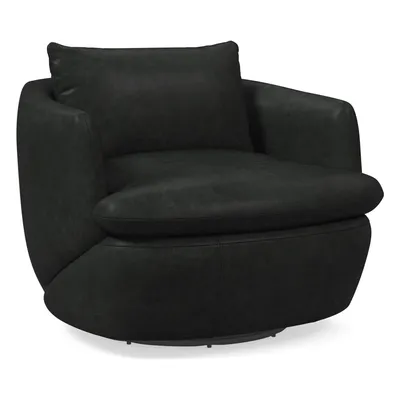 Crescent Leather Grand Swivel Chair | West Elm