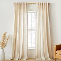 Textured Luxe Stripe Linen Curtain | West Elm