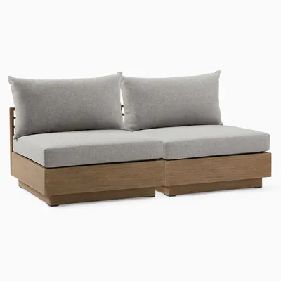 Santa Fe Slatted Outdoor 2-Piece Armless Modular Sofa (72") | West Elm